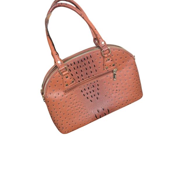 Imoshion Ostrich Brown Crossbody Bag Faux Leather Studded Large Purse Tote Boho - Picture 4 of 14